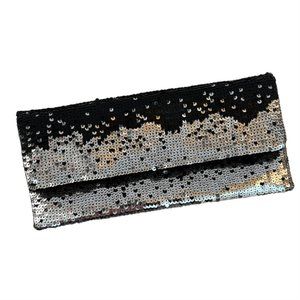 Vanessa - Black & Silver Sequin Chain Strap Evening Bag / Clutch